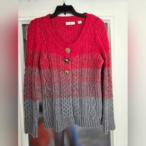 Anthropologie Sleeping On Snow Womens Cable Knit Jeweled Sweater Cardigan Medium